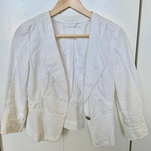 White Cotton 3/4 Sleeve Jacket